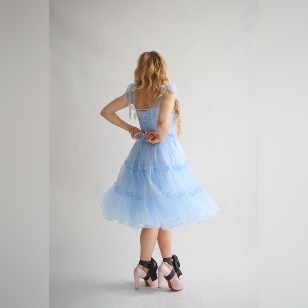 Wild Rose & Sparrow Siena Dress Blue Corset Tulle Mini L NWT Fairy - Picture 5 of 16